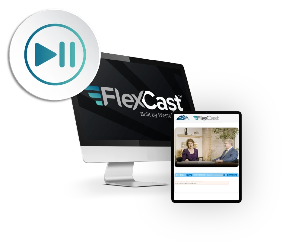 Flexcast video with play/ pause symbol