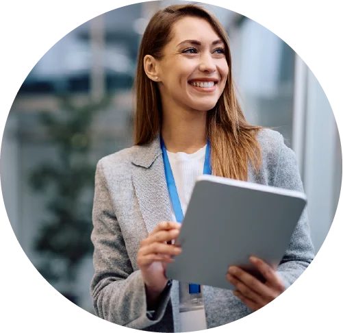 Smiling woman at a seminar