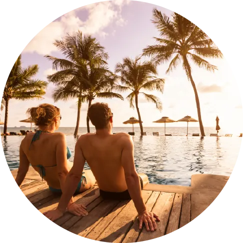 Couple at a resort pool