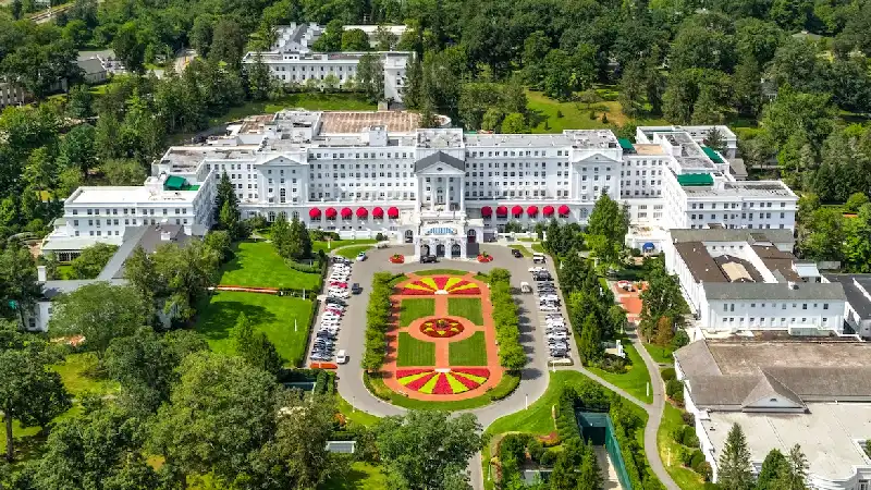 An overhead view of Greenbrier Resort, White Sulphur Springs in the summer