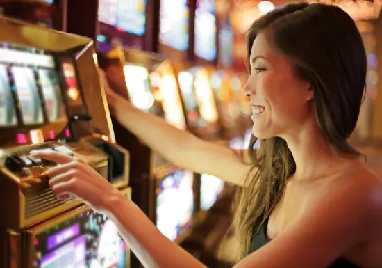 Las Vegas Smiling Woman at a Slot Machine