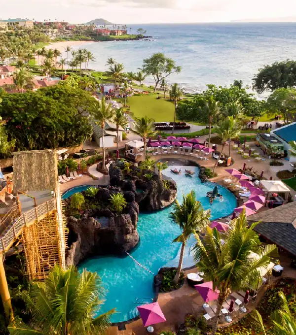 Pool with cabanas at Wailea Beach Resort