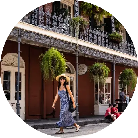 Woman walking in the French Quarter in New Orleans, Louisiana
