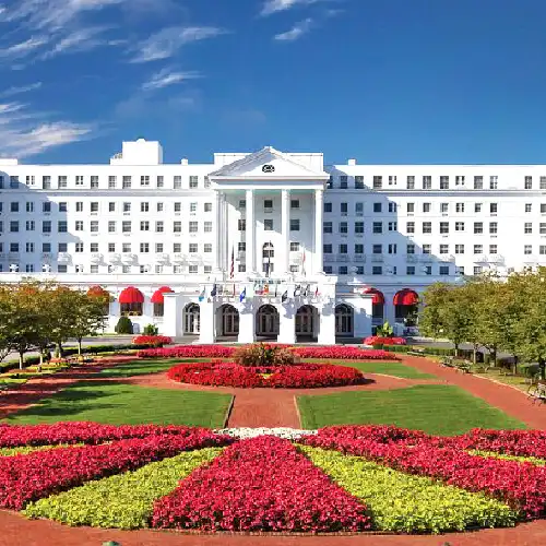 Flowers in front of The Greenbrier in White Sulphur Springs, West Virginia