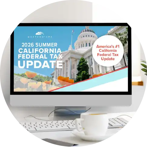 The Summer California Federal Tax Update displayed on a desktop computer