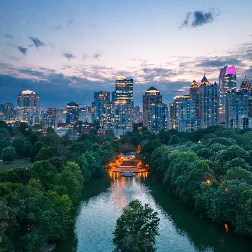 Atlanta Night City Skyline and River