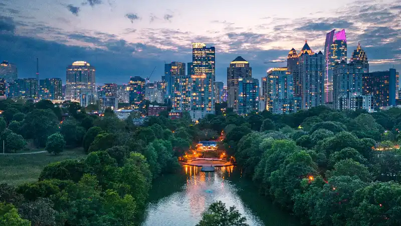 Atlanta Night City Skyline and River