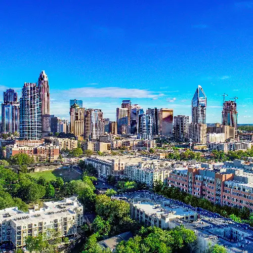 Charlotte City Skyline With Blue Sky