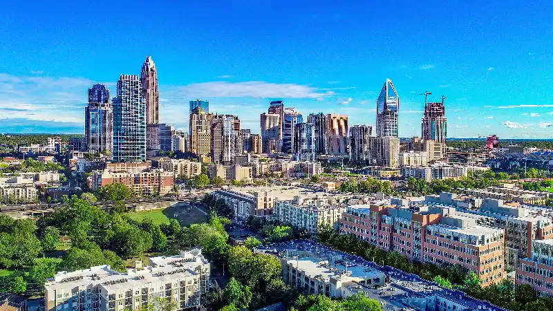 Charlotte City Skyline With Blue Sky