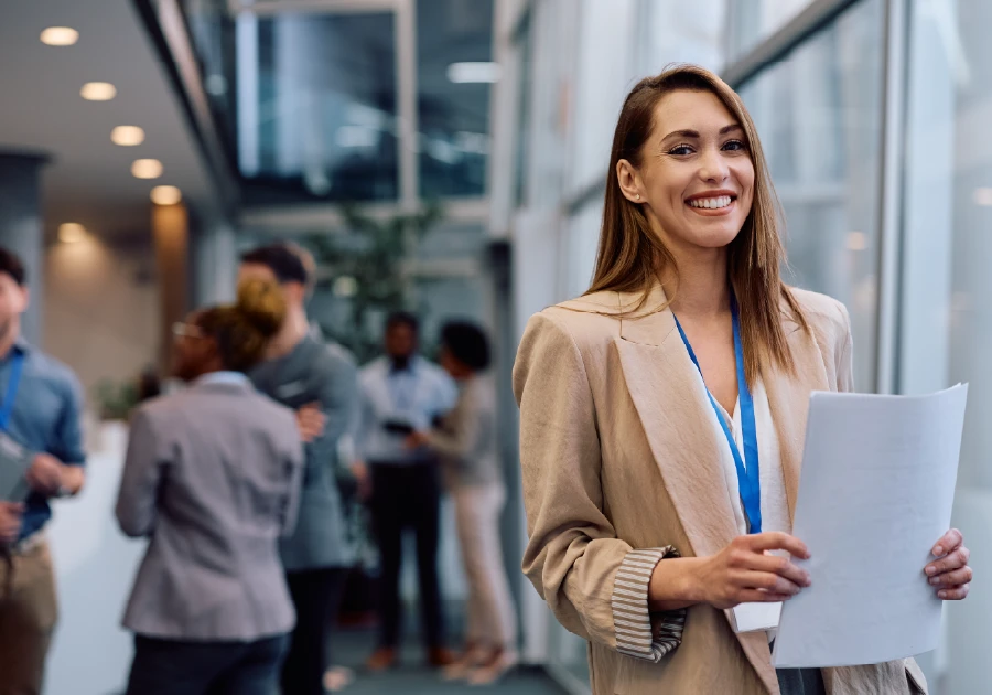 Woman Smiling at Seminar